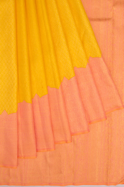 Kanchipuram Silk Brocade Yellow Saree