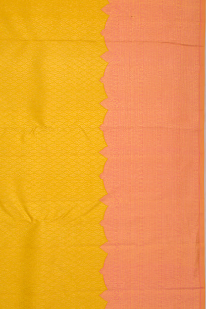 Kanchipuram Silk Brocade Yellow Saree