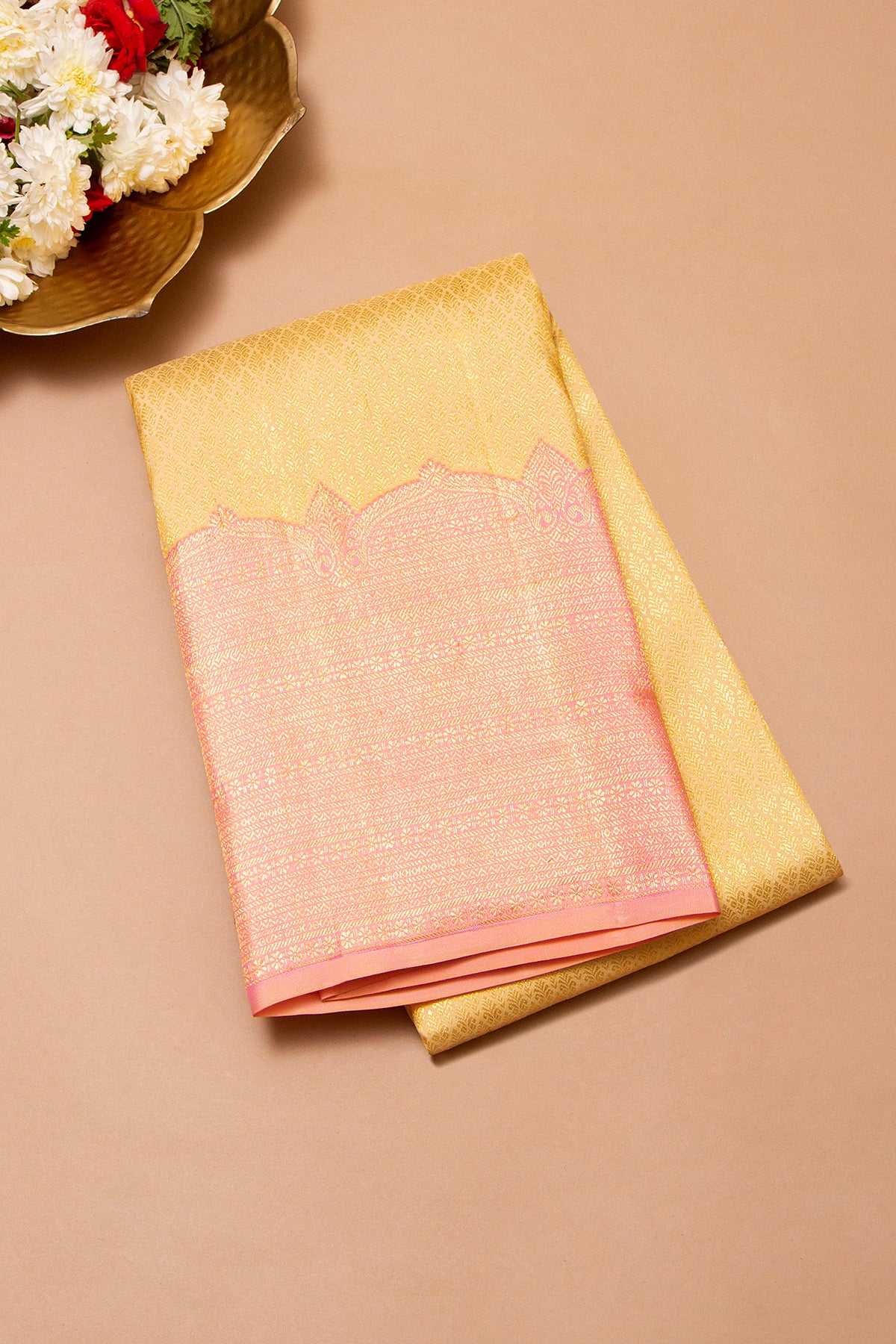 Kanchipuram Silk Brocade Beige Saree
