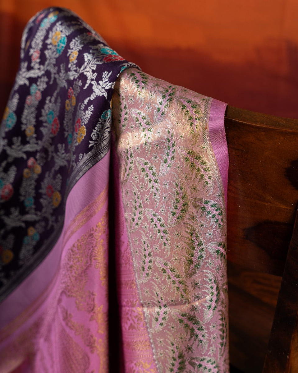 Kanchipuram Silk Tissue Brocade Violet Saree