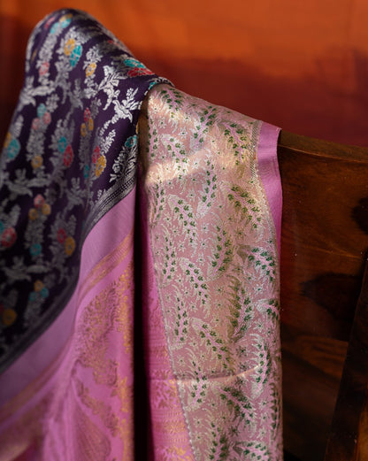 Kanchipuram Silk Tissue Brocade Violet Saree