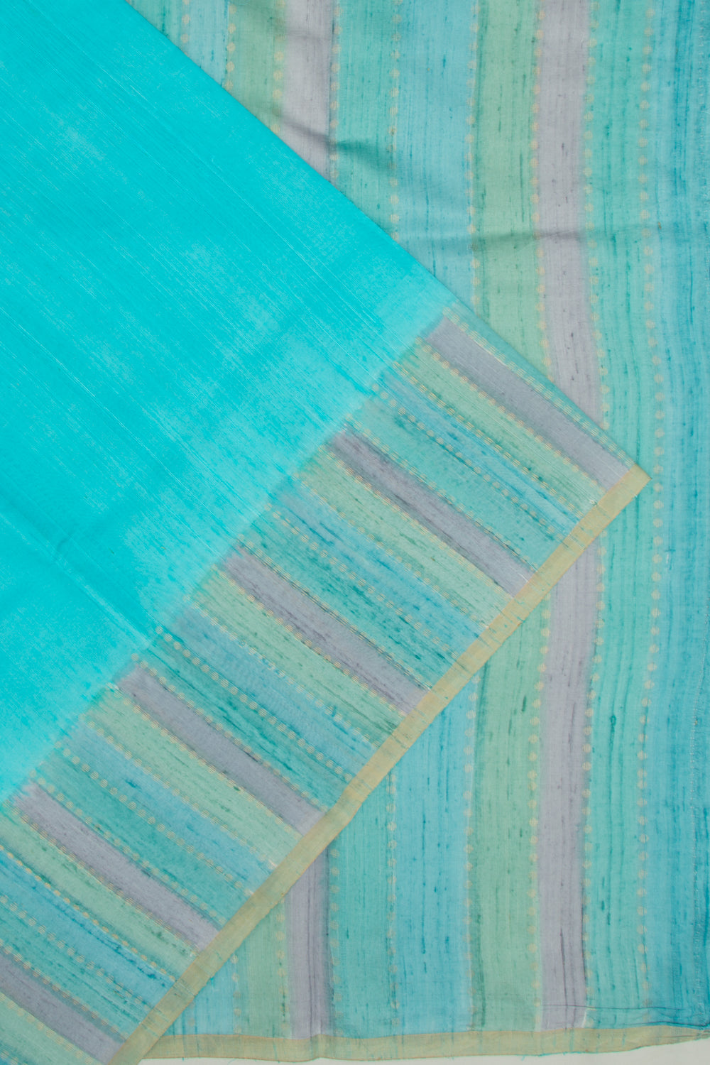 Tussar Plain Sea Green Saree