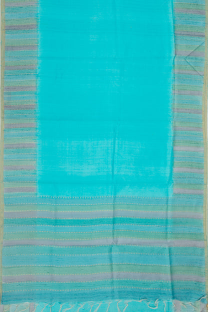Tussar Plain Sea Green Saree