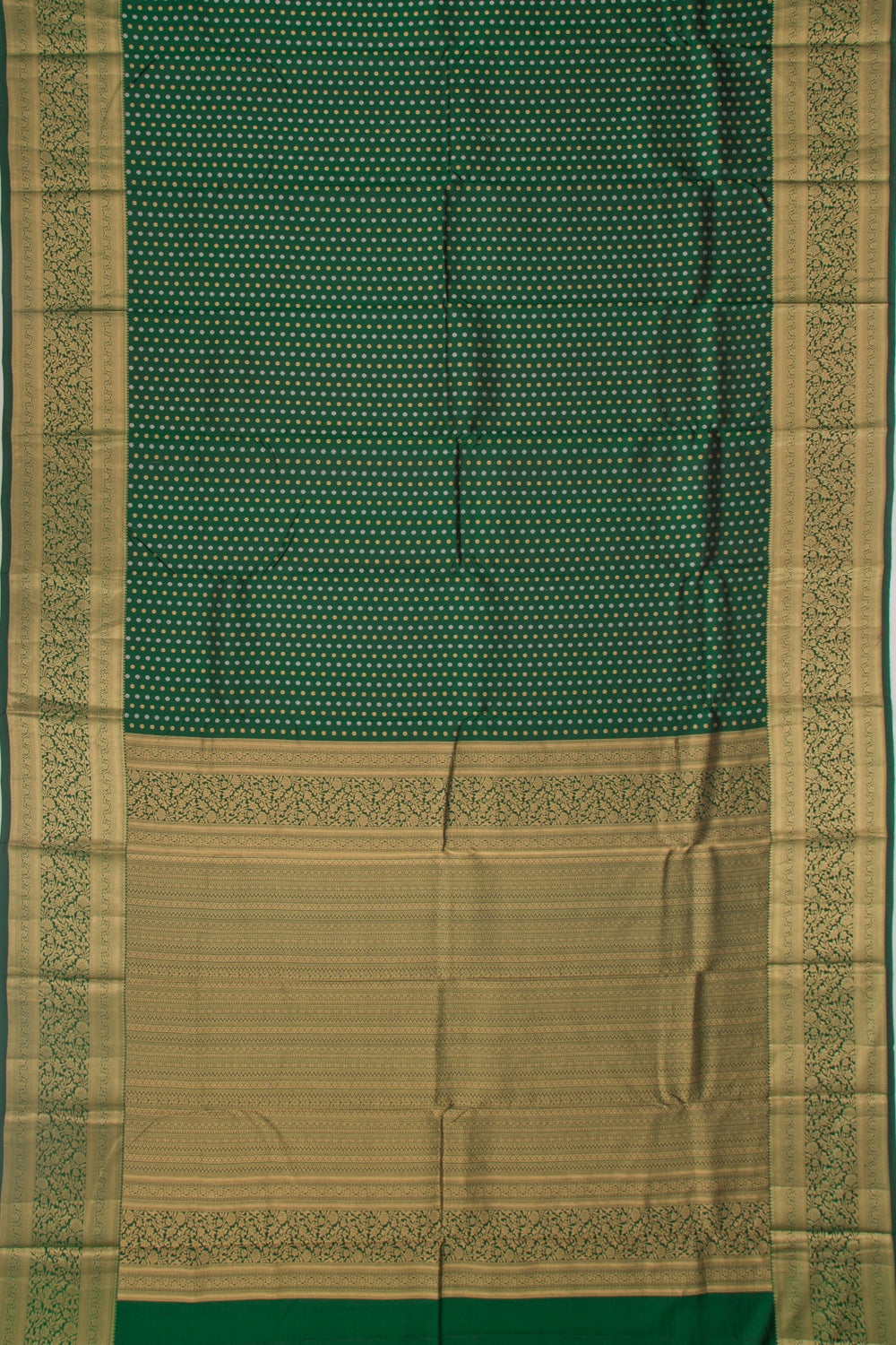 Kanchipuram Silk Brocade Bottle Green Saree