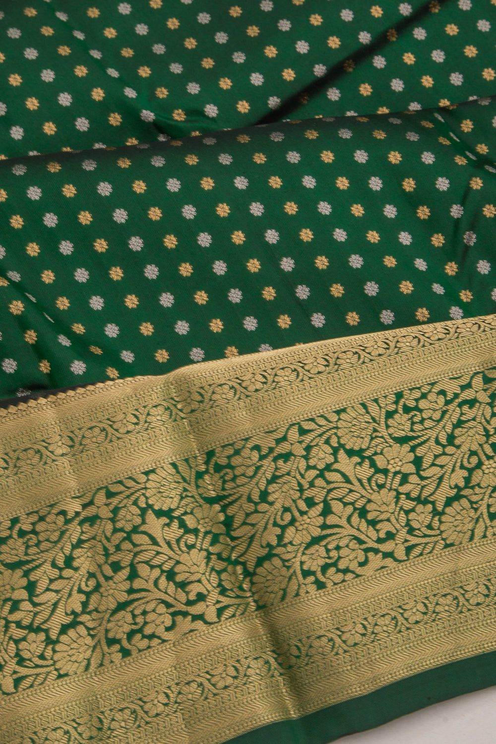 Kanchipuram Silk Brocade Bottle Green Saree