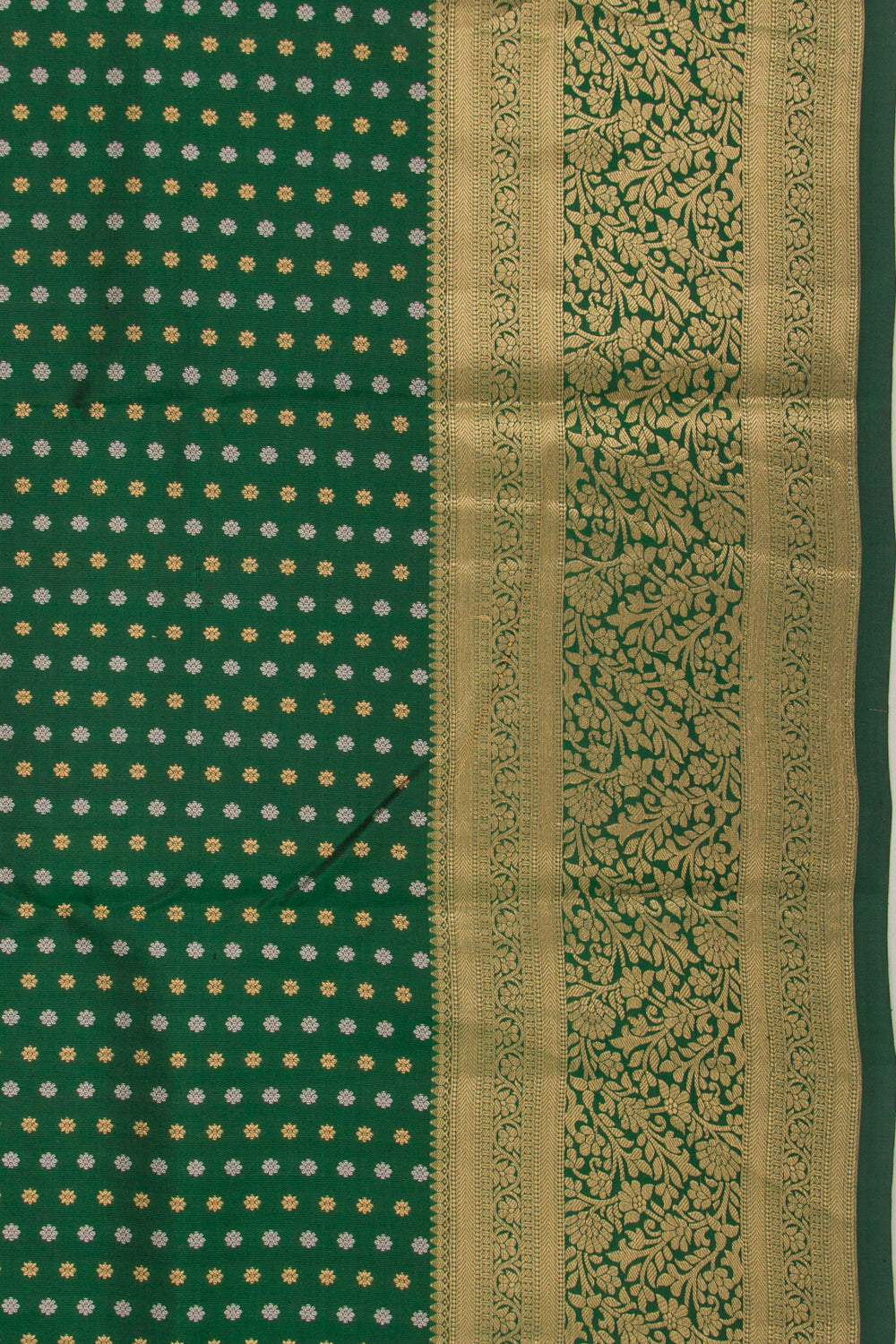 Kanchipuram Silk Brocade Bottle Green Saree