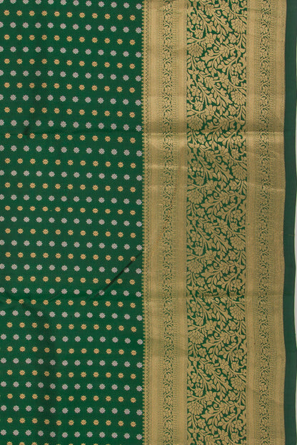 Kanchipuram Silk Brocade Bottle Green Saree
