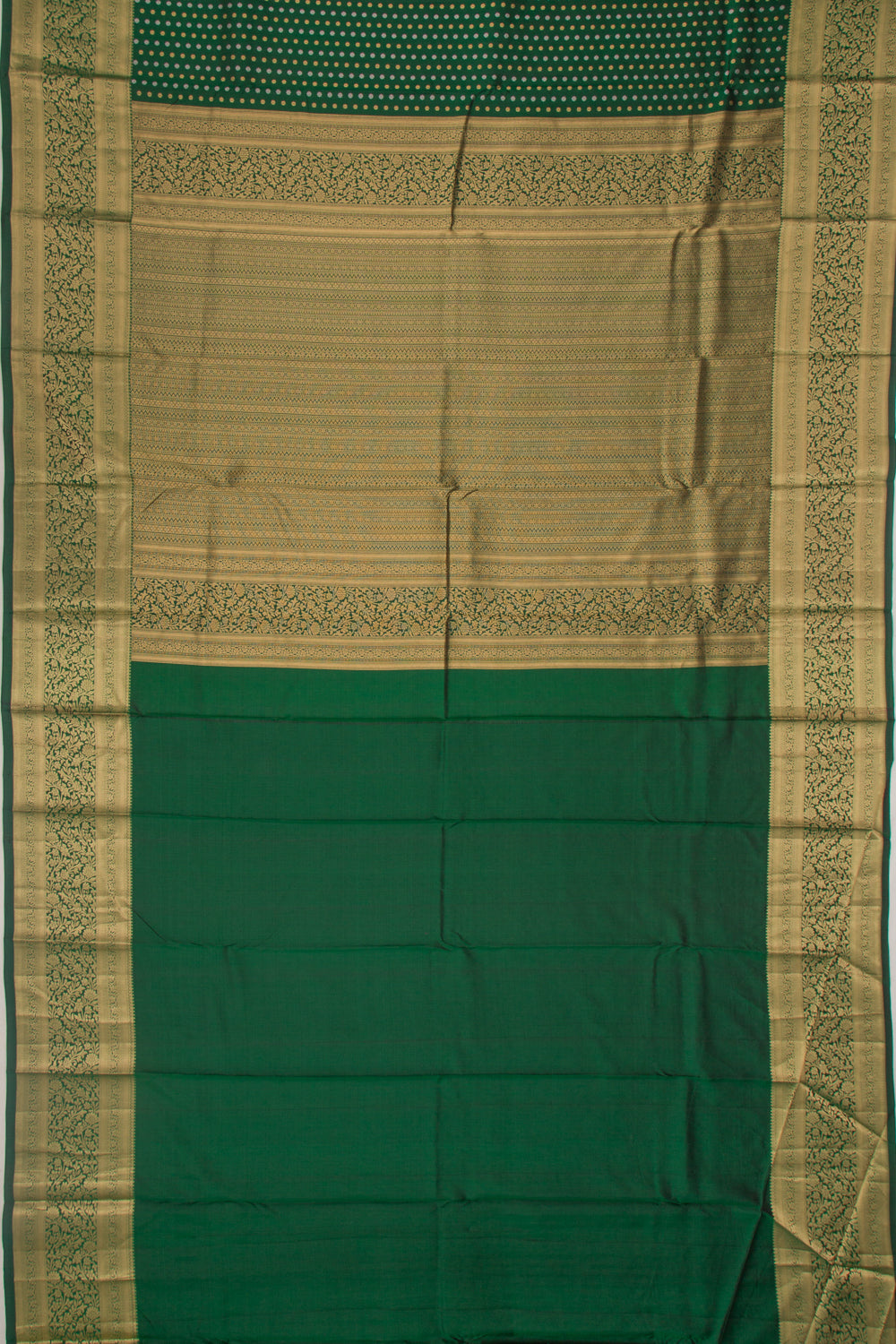 Kanchipuram Silk Brocade Bottle Green Saree