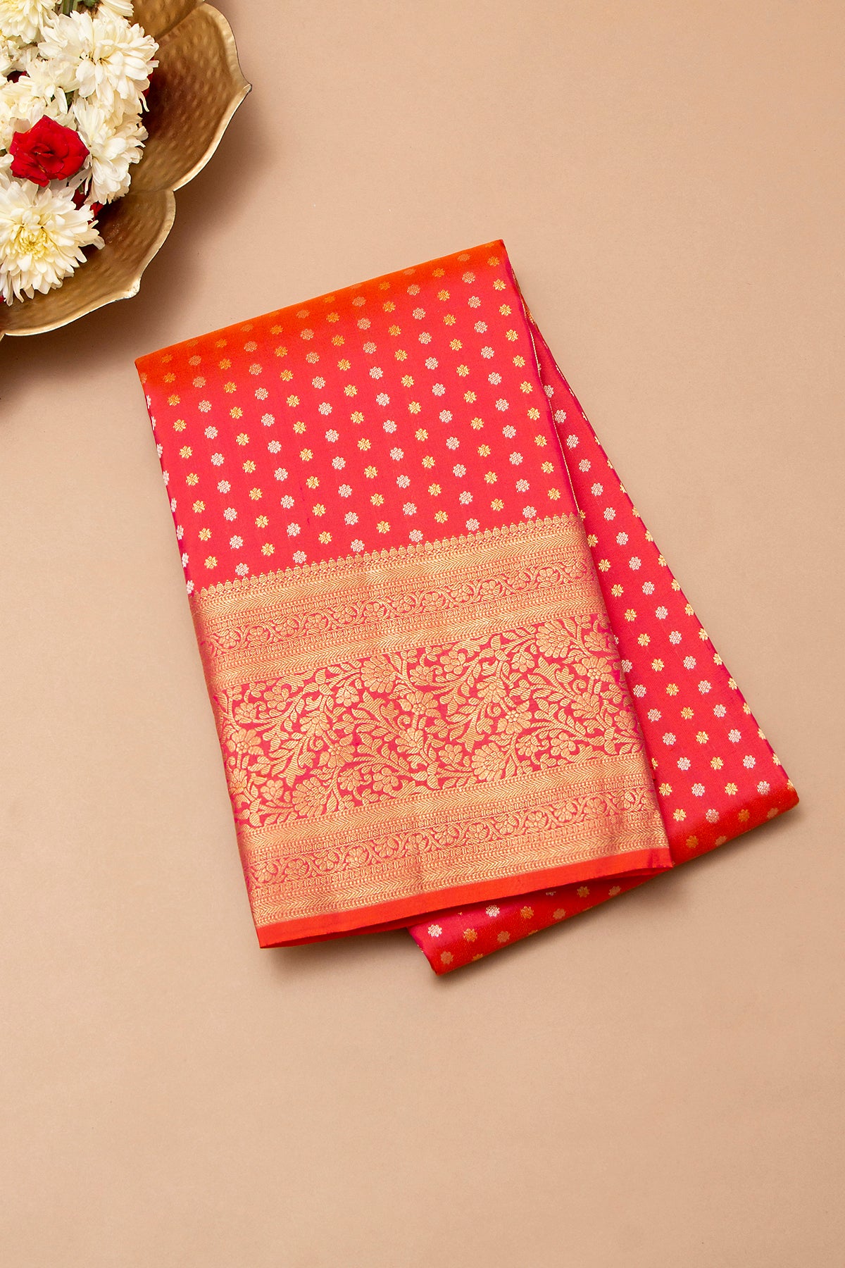 Taranga Kanchi Silk Brocade Red Saree