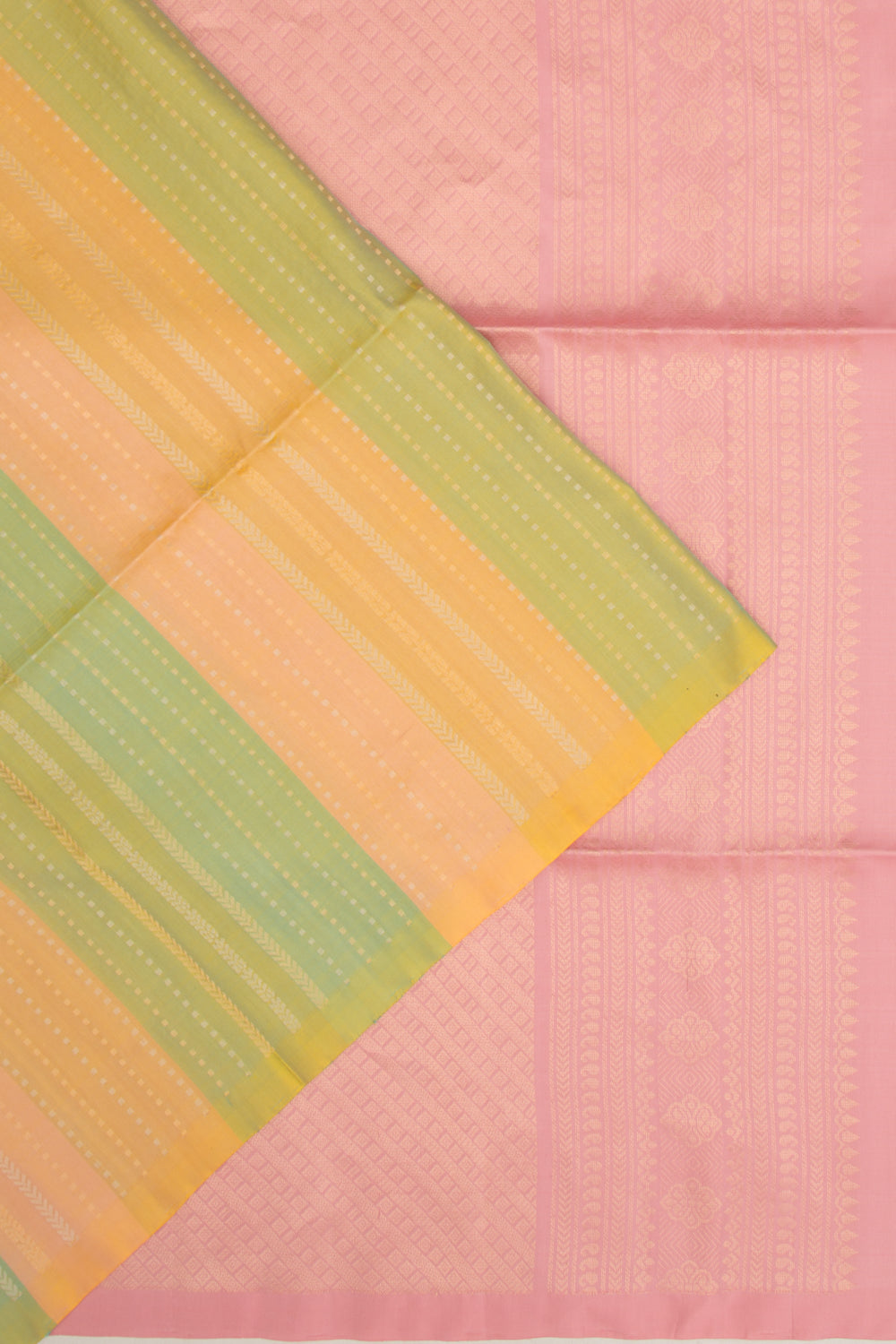 Coimbatore Silk Vertical Lines Pastel Green Saree