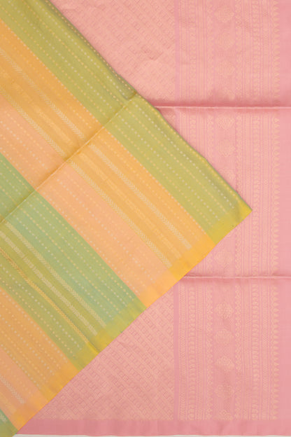 Coimbatore Silk Vertical Lines Pastel Green Saree