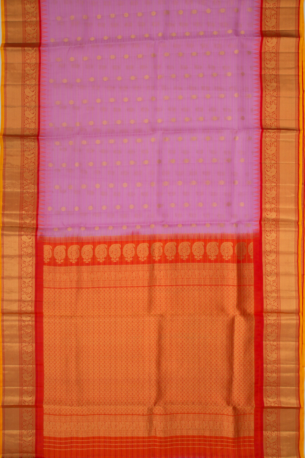 Gadwal Cotton Silk Horizontal Lines And Butta Lavender Saree