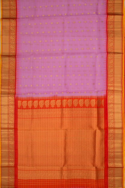 Gadwal Cotton Silk Horizontal Lines And Butta Lavender Saree