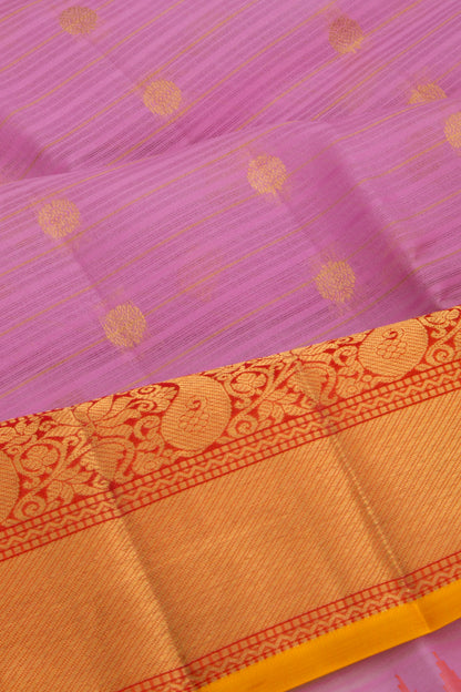 Gadwal Cotton Silk Horizontal Lines And Butta Lavender Saree
