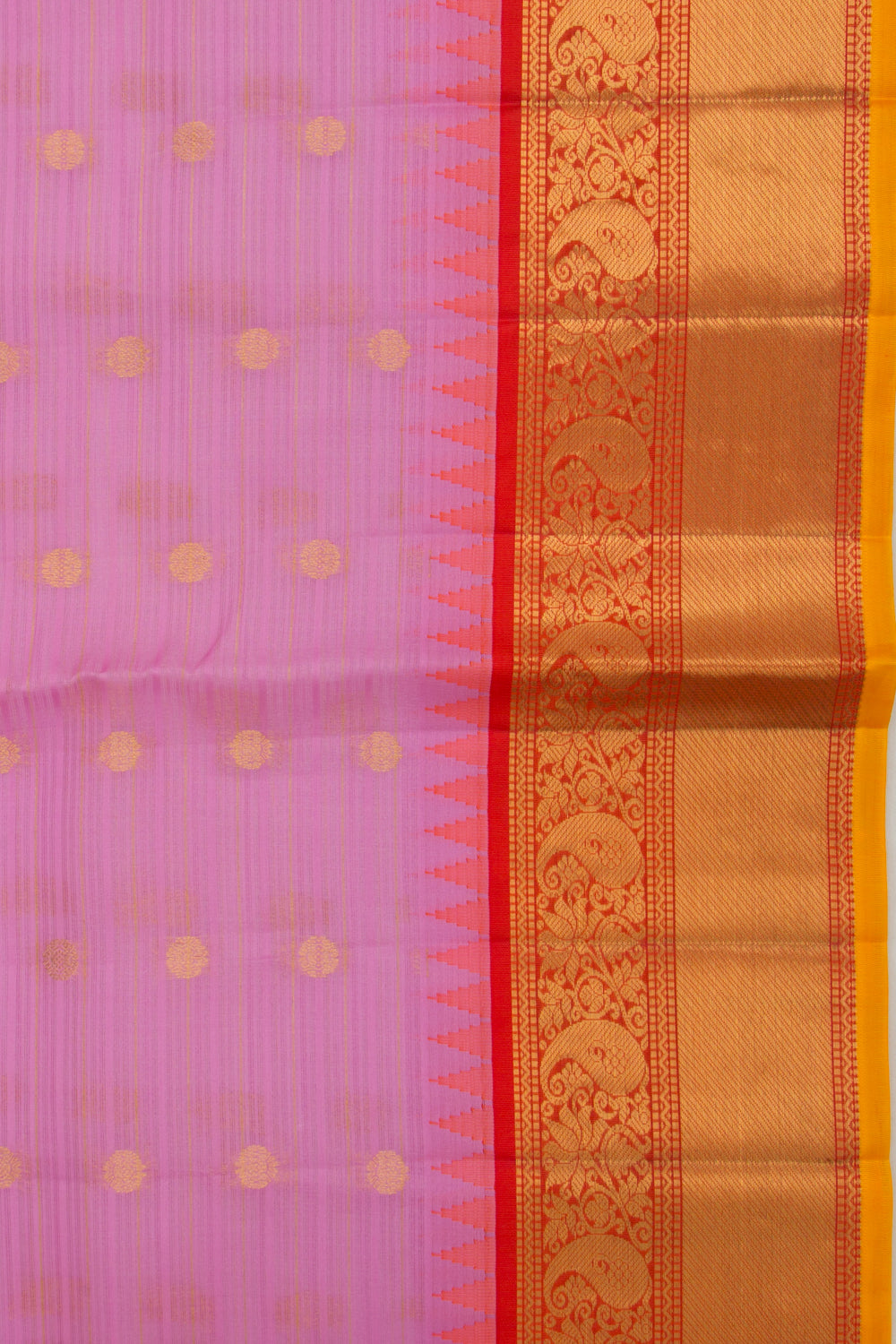 Gadwal Cotton Silk Horizontal Lines And Butta Lavender Saree