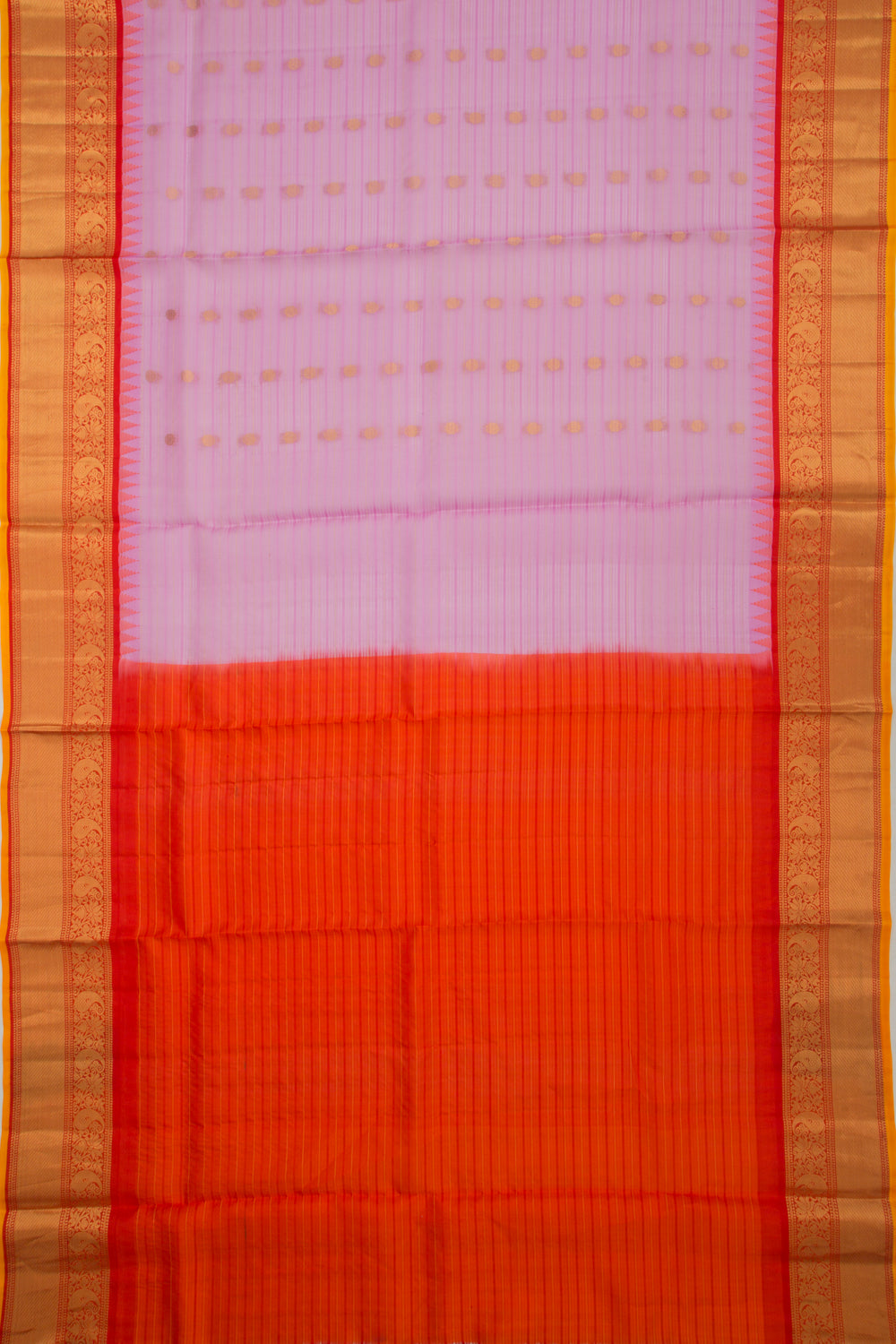 Gadwal Cotton Silk Horizontal Lines And Butta Lavender Saree