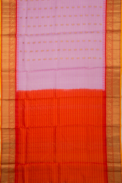 Gadwal Cotton Silk Horizontal Lines And Butta Lavender Saree