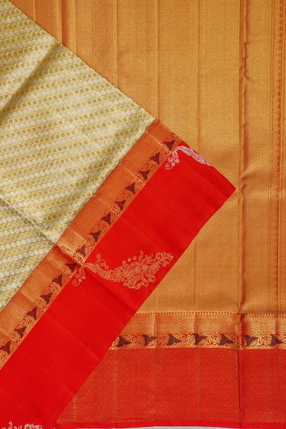 Kanchipuram Silk Tissue Brocade Gold Saree