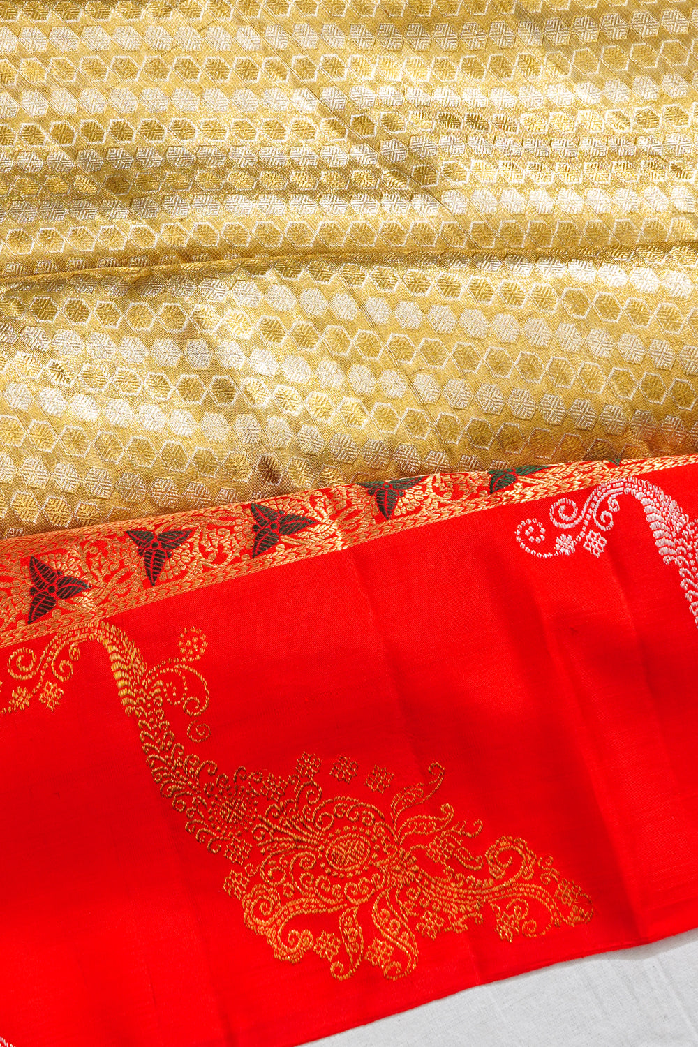 Kanchipuram Silk Tissue Brocade Gold Saree