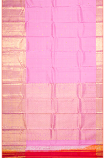 Kanchipuram Silk Checks And Butta Lavender Saree