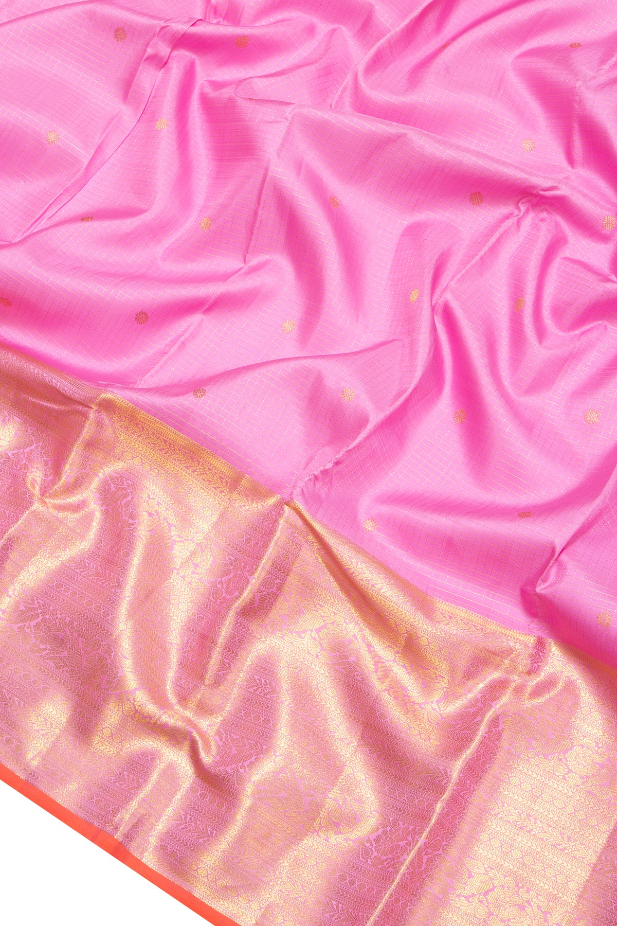 Kanchipuram Silk Checks And Butta Lavender Saree