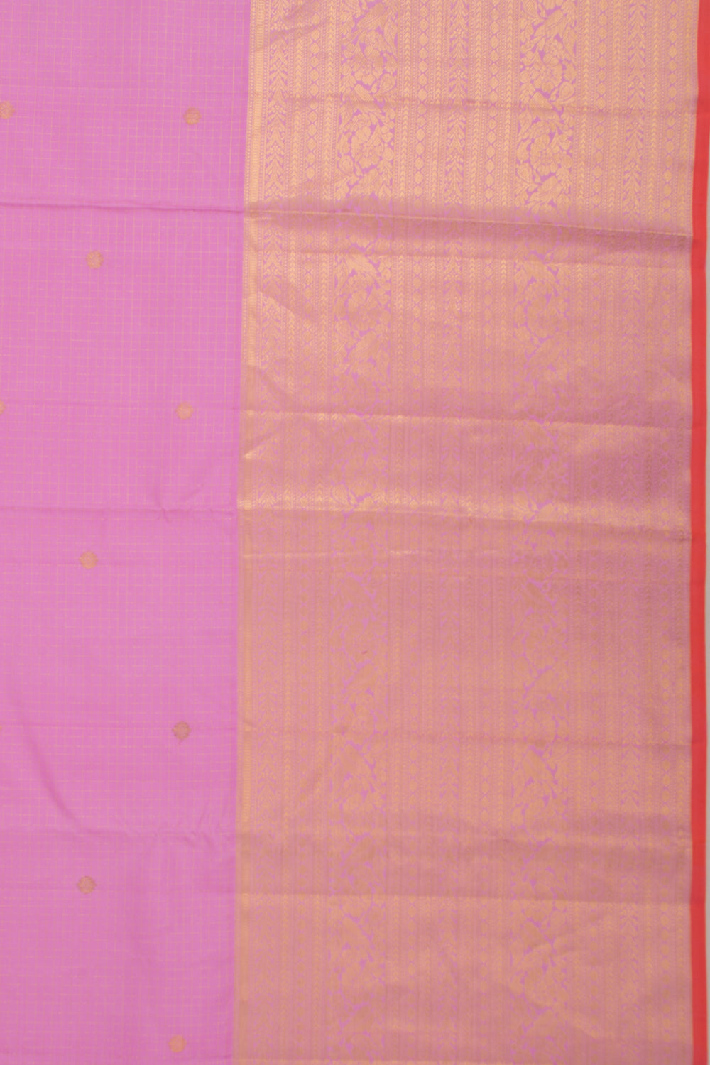 Kanchipuram Silk Checks And Butta Pink Saree
