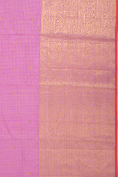 Kanchipuram Silk Checks And Butta Pink Saree