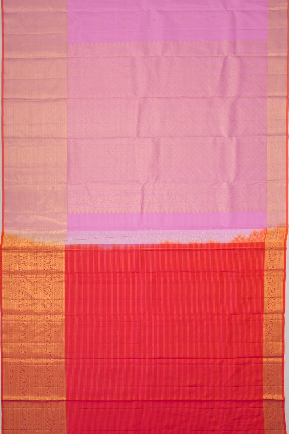 Kanchipuram Silk Checks And Butta Pink Saree
