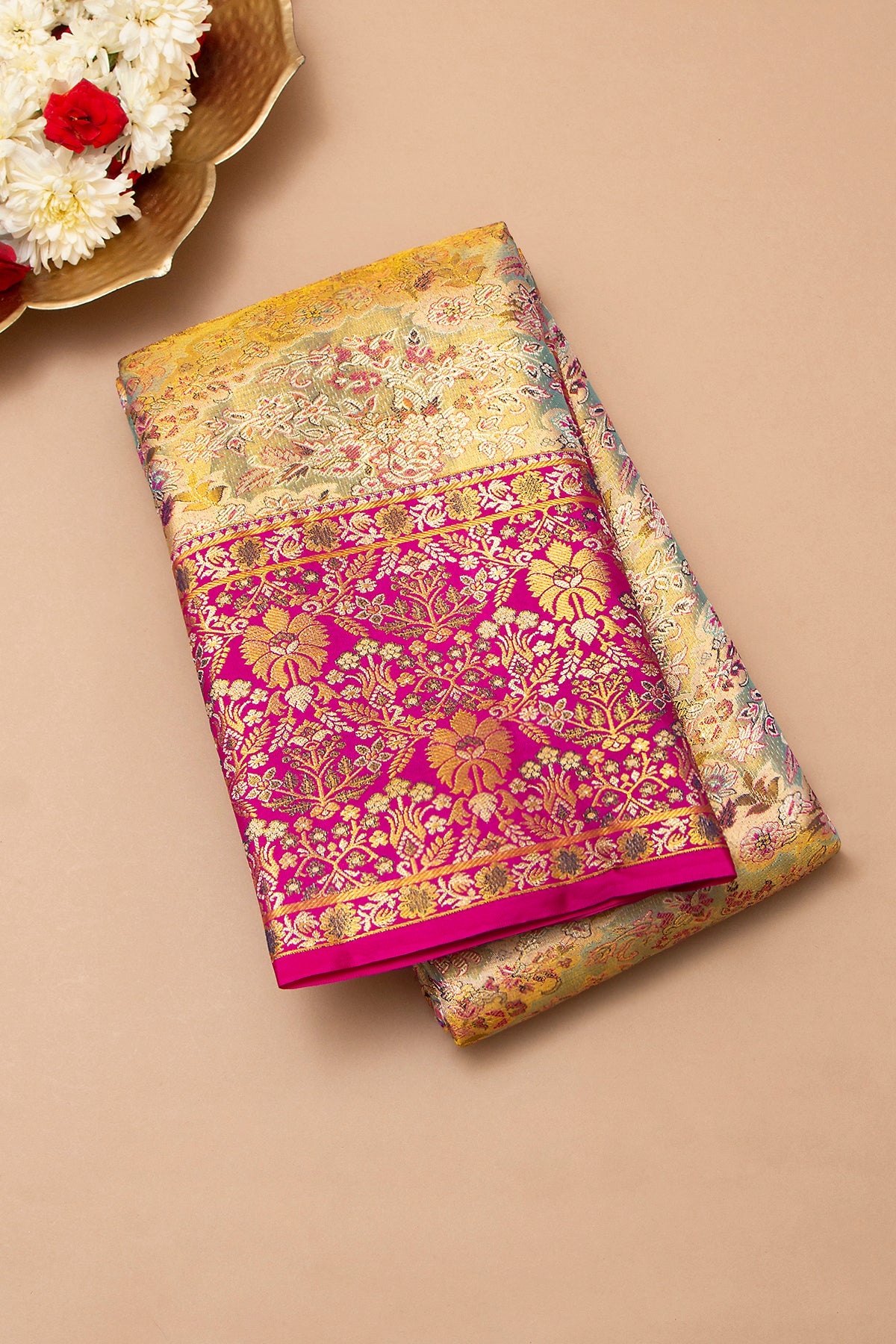 Taranga Kanchi Silk Tissue Brocade Blue Saree