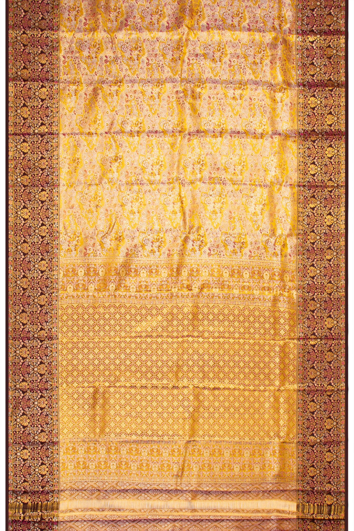 Kanchipuram Silk Tissue Brocade Yellow Saree