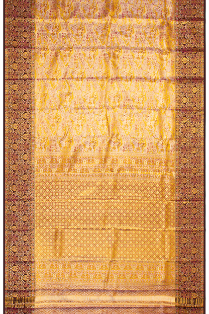 Kanchipuram Silk Tissue Brocade Yellow Saree