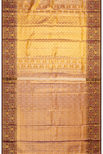 Kanchipuram Silk Tissue Brocade Yellow Saree