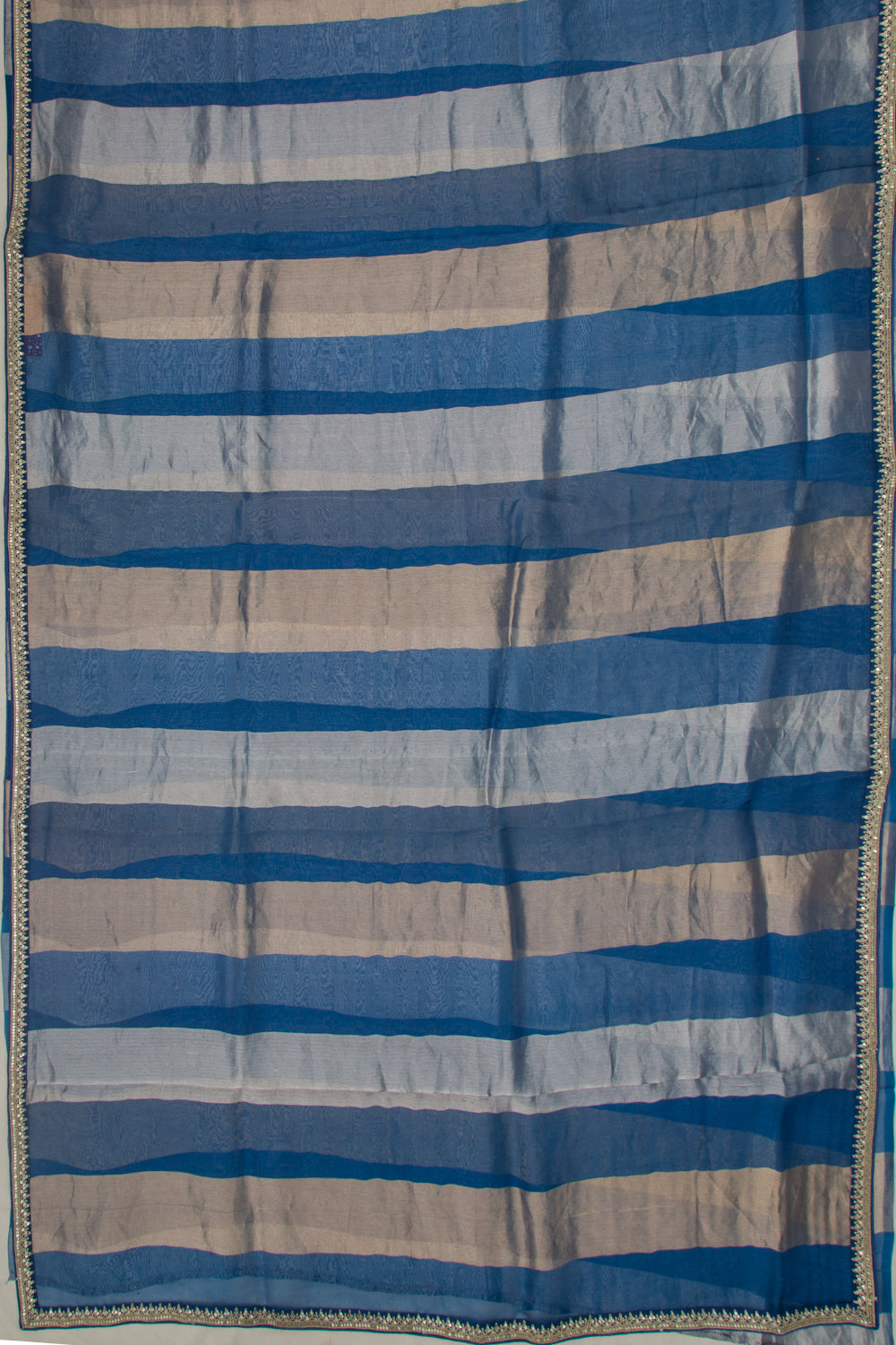 Organza Vertical Lines Blue Saree