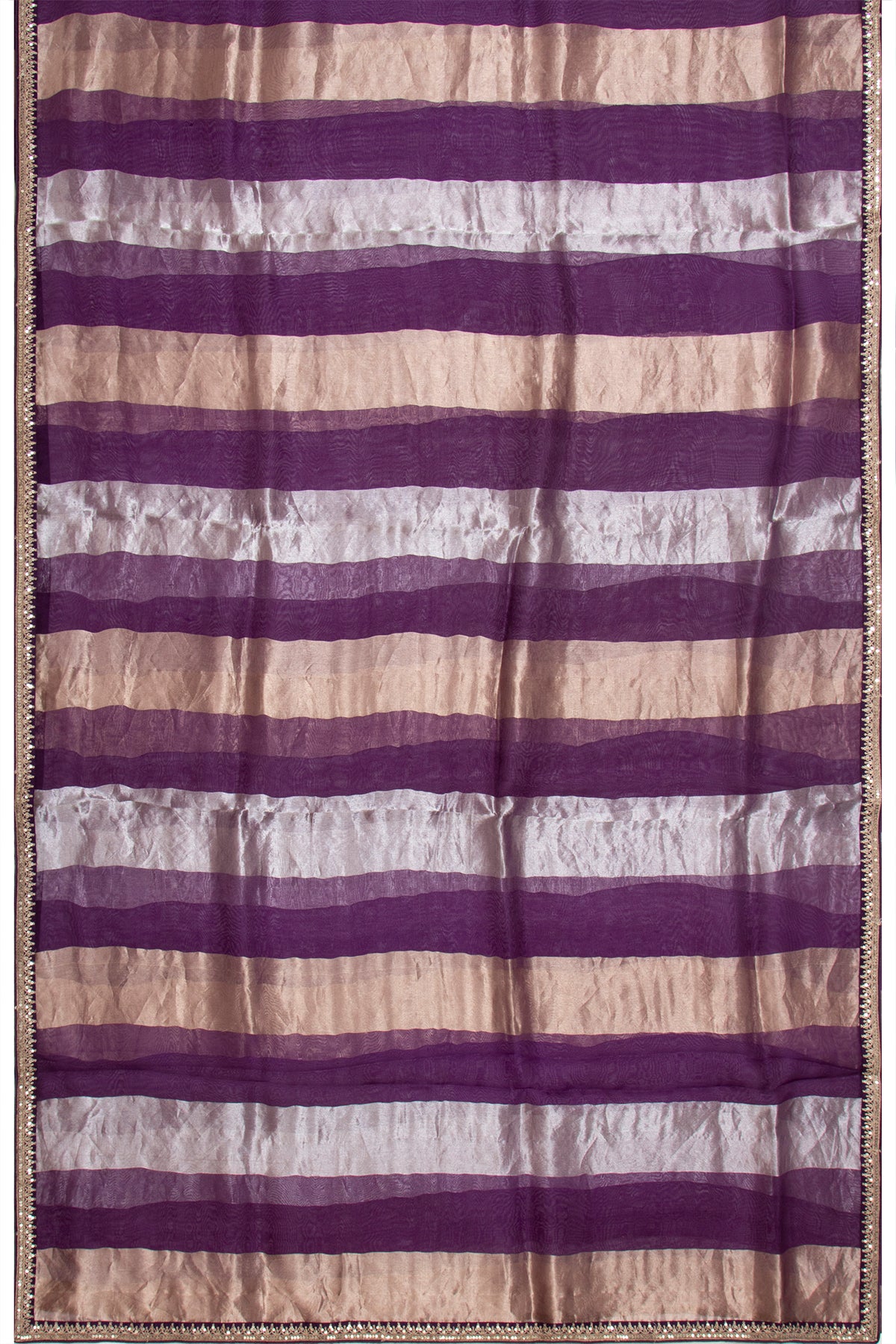 Organza Tissue Vertical Lines Purple Saree