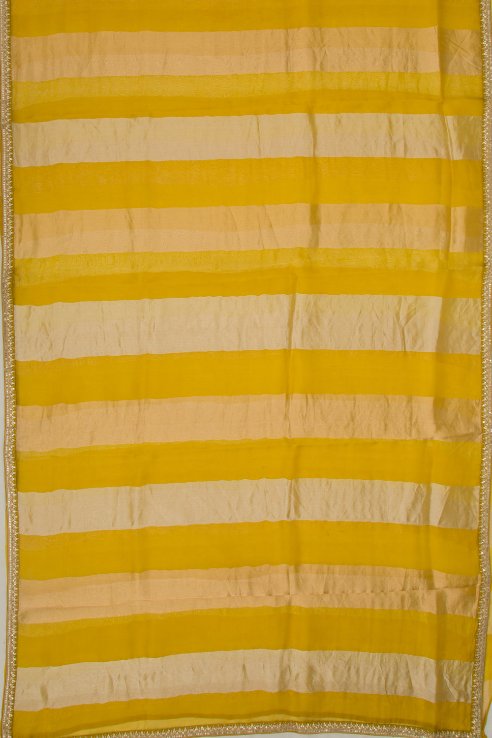 Organza Vertical Lines Yellow Saree