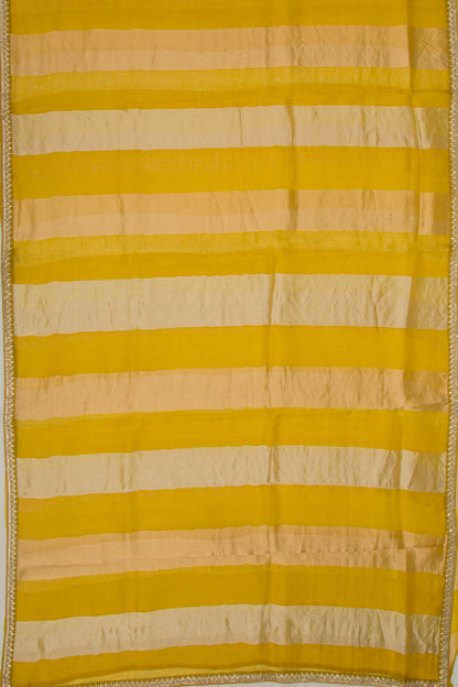 Organza Vertical Lines Yellow Saree