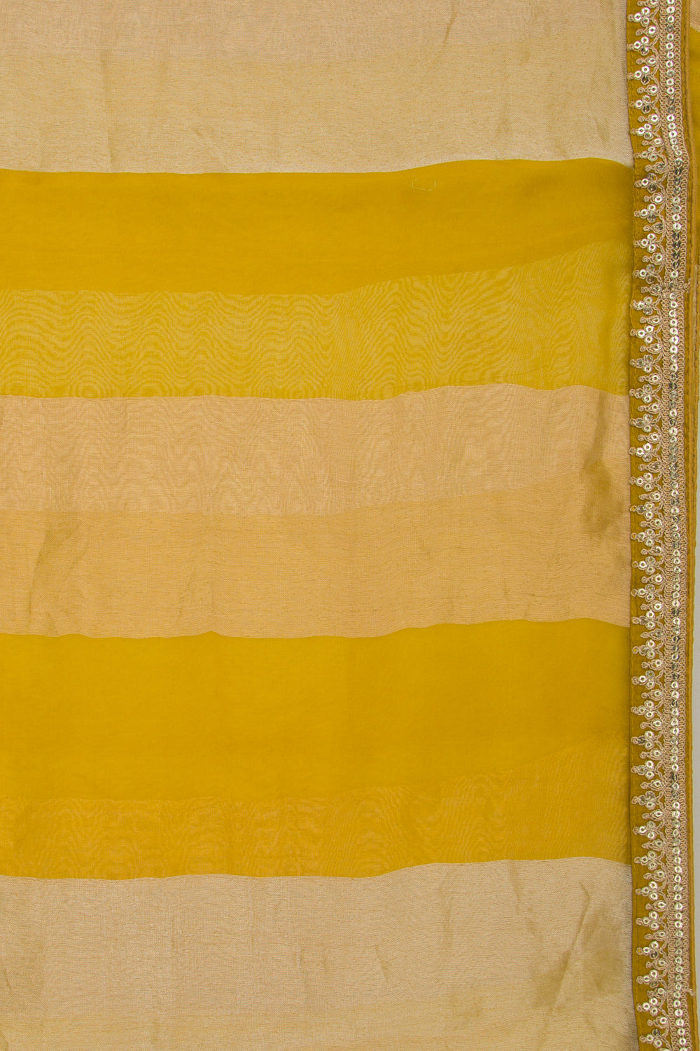 Organza Vertical Lines Yellow Saree