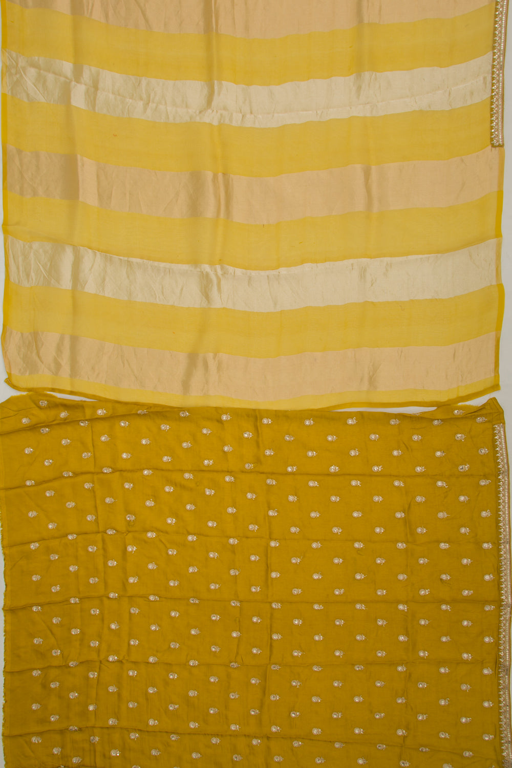 Organza Vertical Lines Yellow Saree