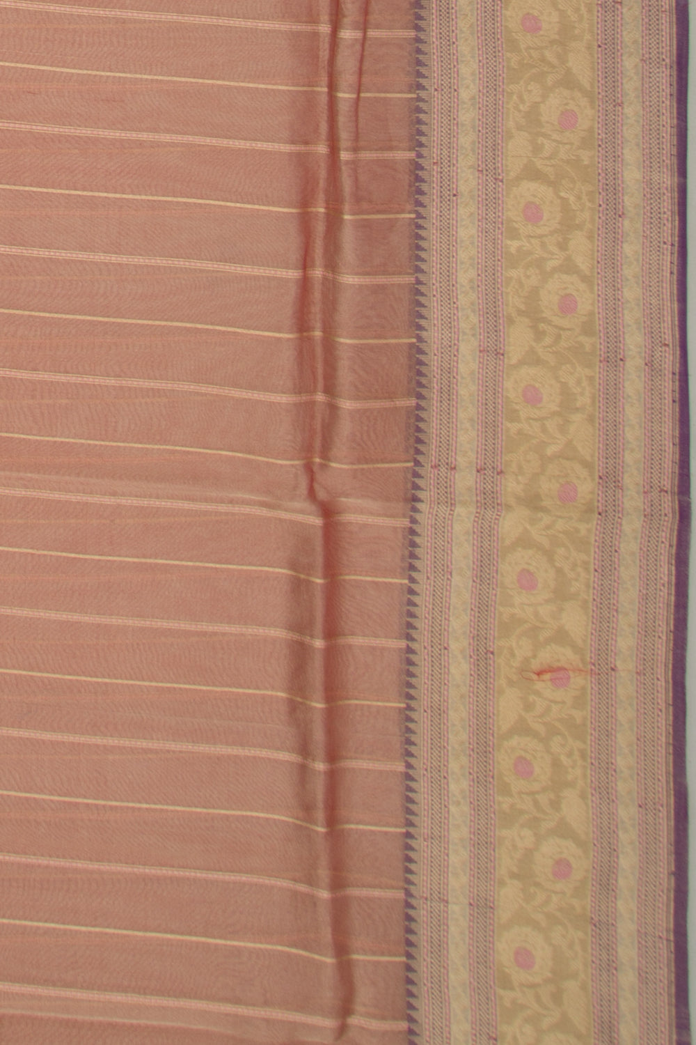Banarasi Kora Organza Tissue Vertical Lines Pastel Brown Saree