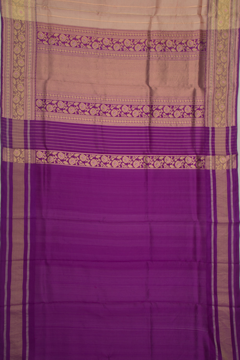 Banarasi Kora Organza Tissue Vertical Lines Pastel Brown Saree
