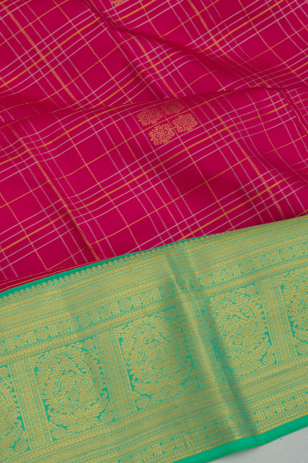 Taranga Kanchi Silk Checks And Butta Pink Saree