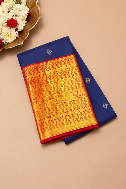 Taranga Kanchi Silk Butta Dark Blue Saree