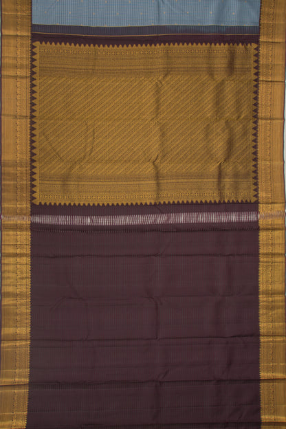 Kanchipuram Silk Checks And Butta Grey Saree
