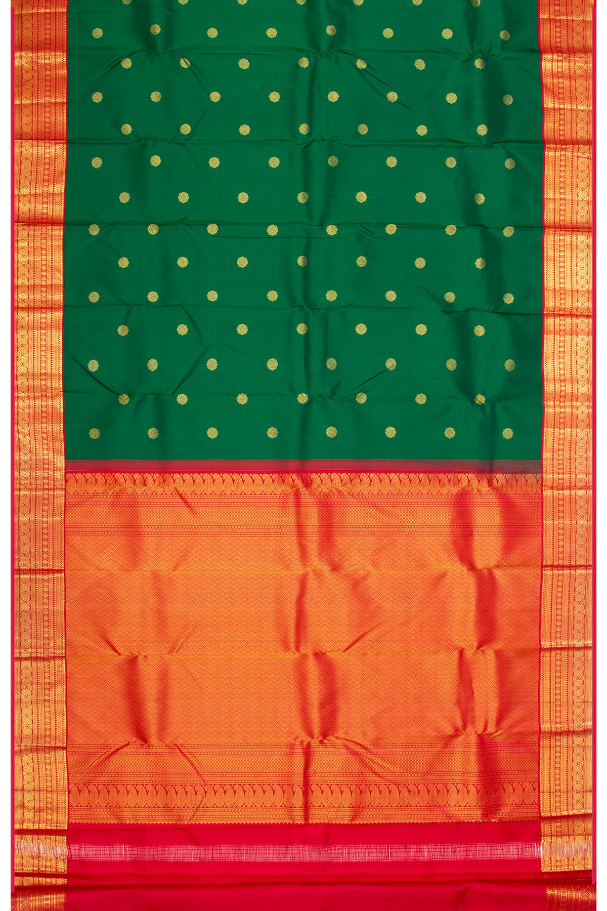 Kanchipuram Silk Butta Dark Green Saree