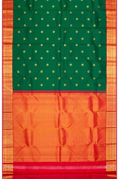 Kanchipuram Silk Butta Dark Green Saree