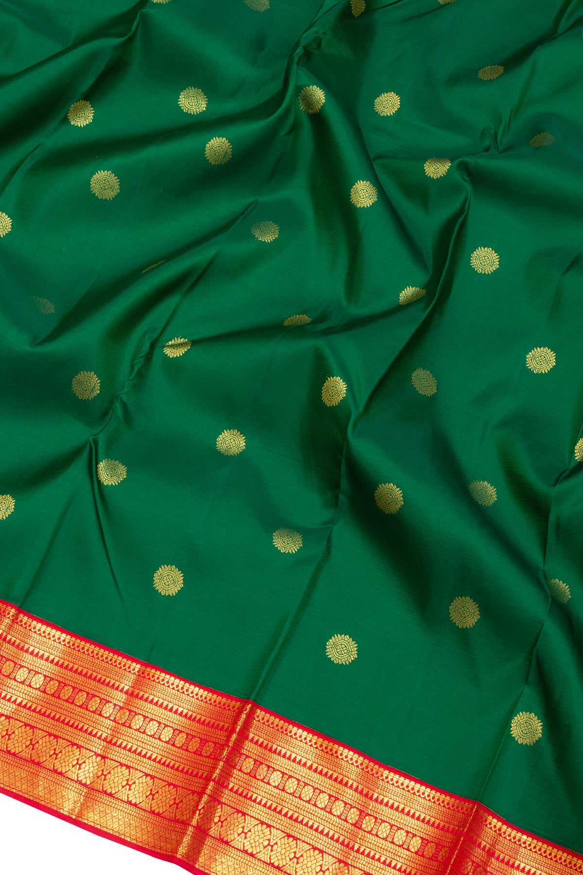 Kanchipuram Silk Butta Dark Green Saree