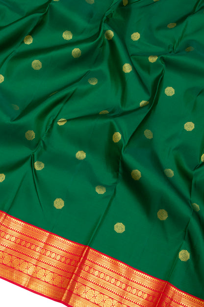 Kanchipuram Silk Butta Dark Green Saree