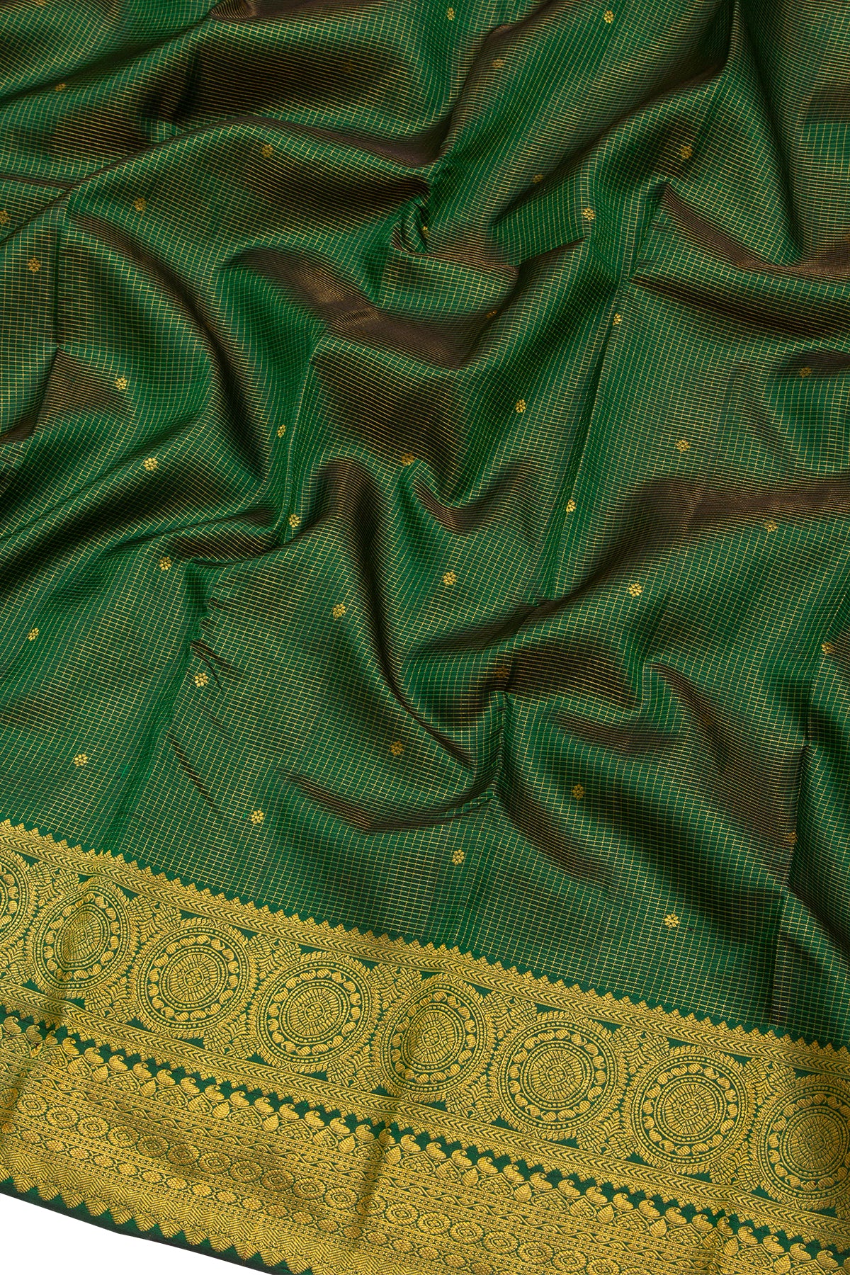 Taranga Kanchi Silk Checks And Butta Green Saree