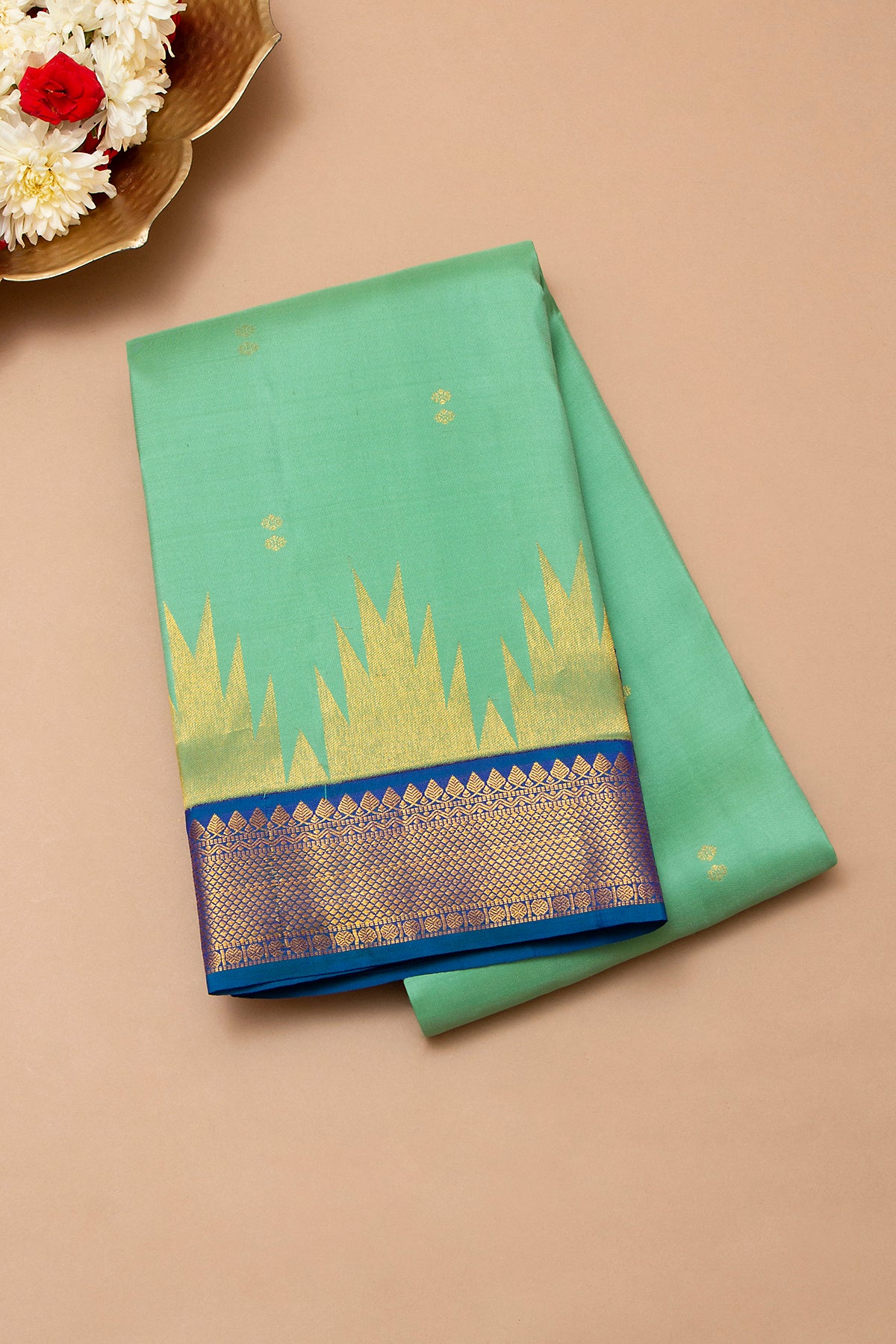 Kanchipuram Silk Butta Green Saree