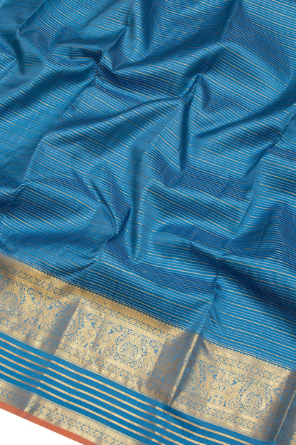 Taranga Kanchi Silk Horizontal Lines Blue Saree